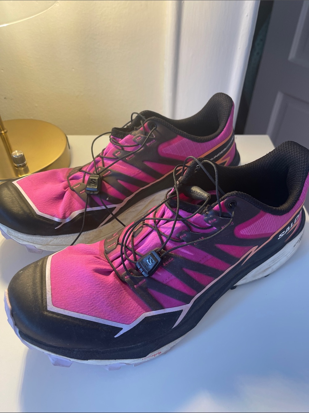 Salomon Women's Pink and Black Trail Running Shoes size 10.5
